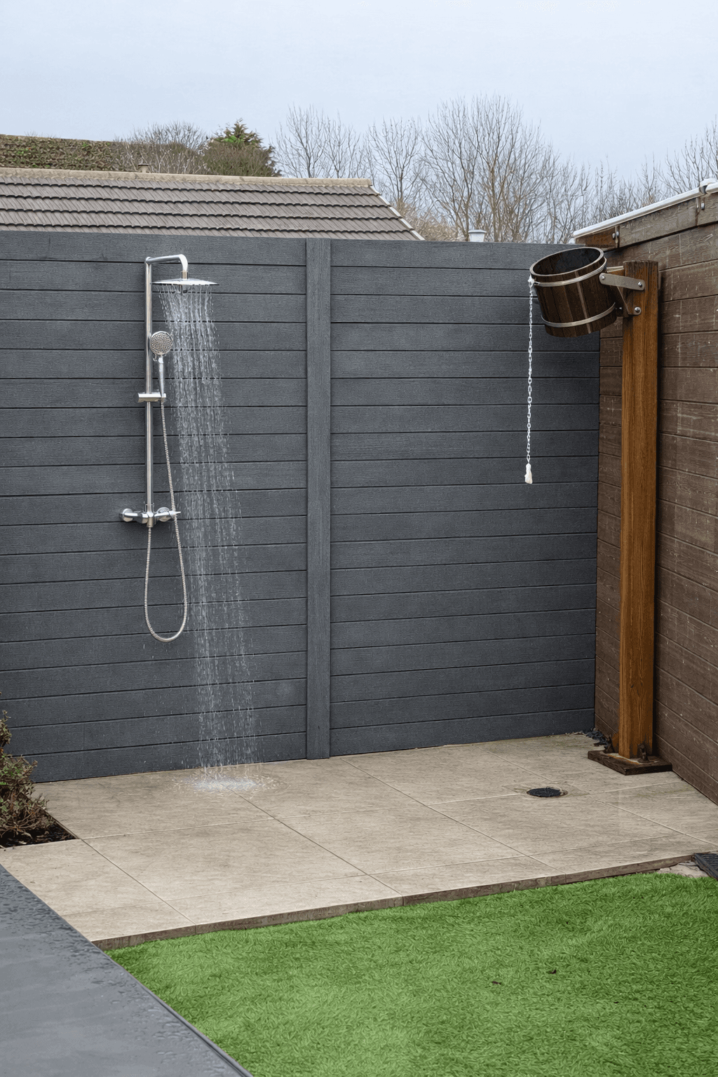 Cold plunge and outdoor shower